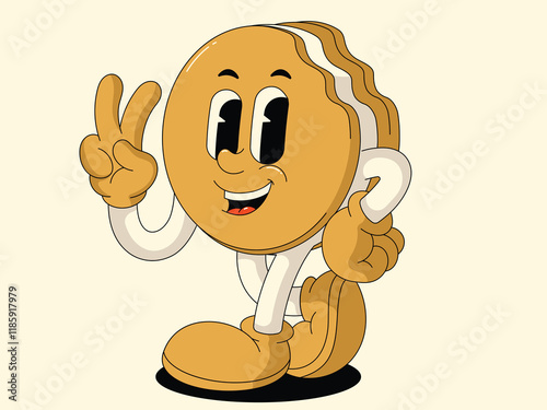 Retro Cartoon Cookie Sandwich Character