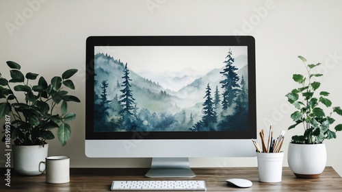 Serene Mountain Vista Desktop Wallpaper