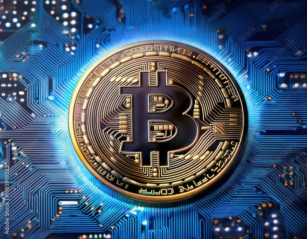 Digital abstract image of interconnected glowing blue blocks forming a chain, overlaid with Bitcoin symbols and numbers, symbolizing blockchain technology. Digital abstract image of interconnected glowing blue blocks forming a chain, overlaid with Bitcoin symbols and numbers, symbolizing blockchain technology.