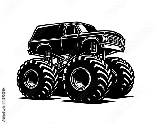 Grave digger monster truck silhouette. Clipart image isolated on background.