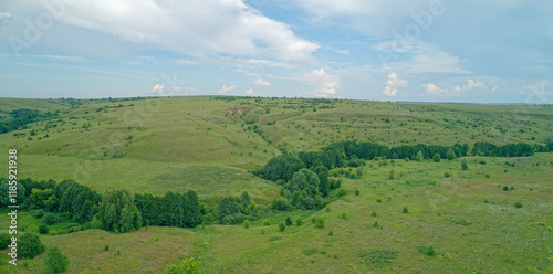 Large, open field with a few trees scattered throughout