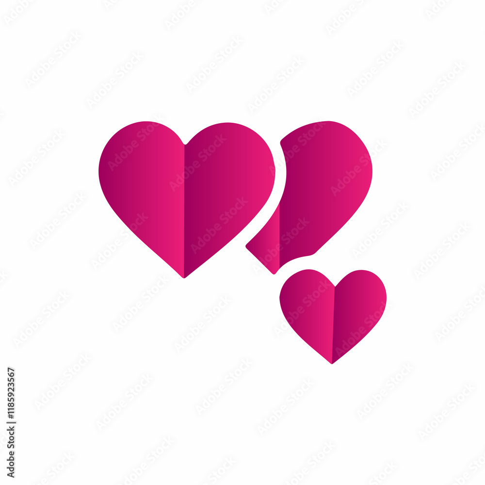 This graphic features three overlapping hearts, crafted in a vibrant, gradient pink. This graphic features three overlapping hearts, crafted in a vibrant, gradient pink.