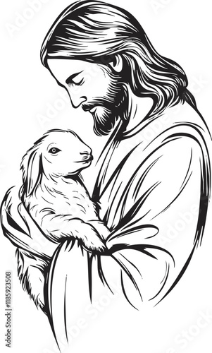 Illustration of Jesus holding a lamb, symbolizing peace and compassion.