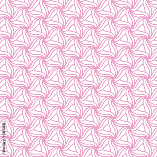 Canvas-taulu Pattern geometrico continuo con linee curve rosa su sfondo bianco, motivo orname
