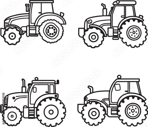 Farm tractor line art illustration