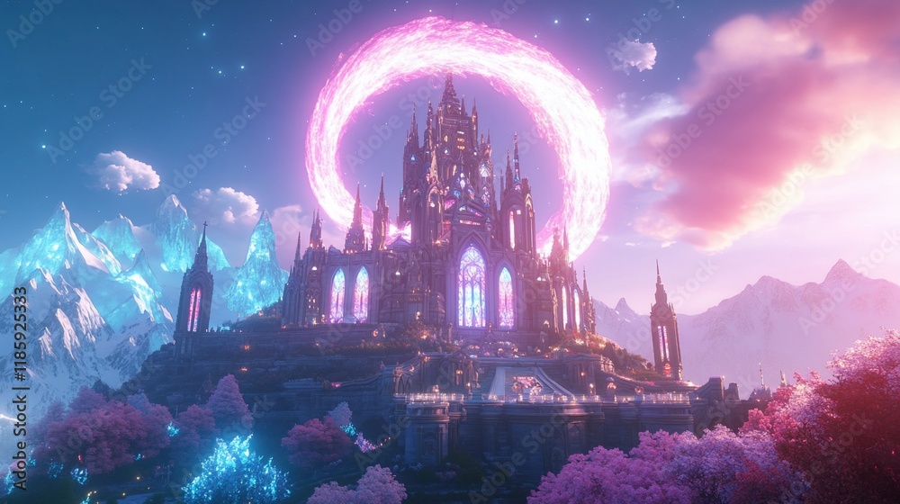 Obraz premium Enchanted Castle in a Mystical Landscape