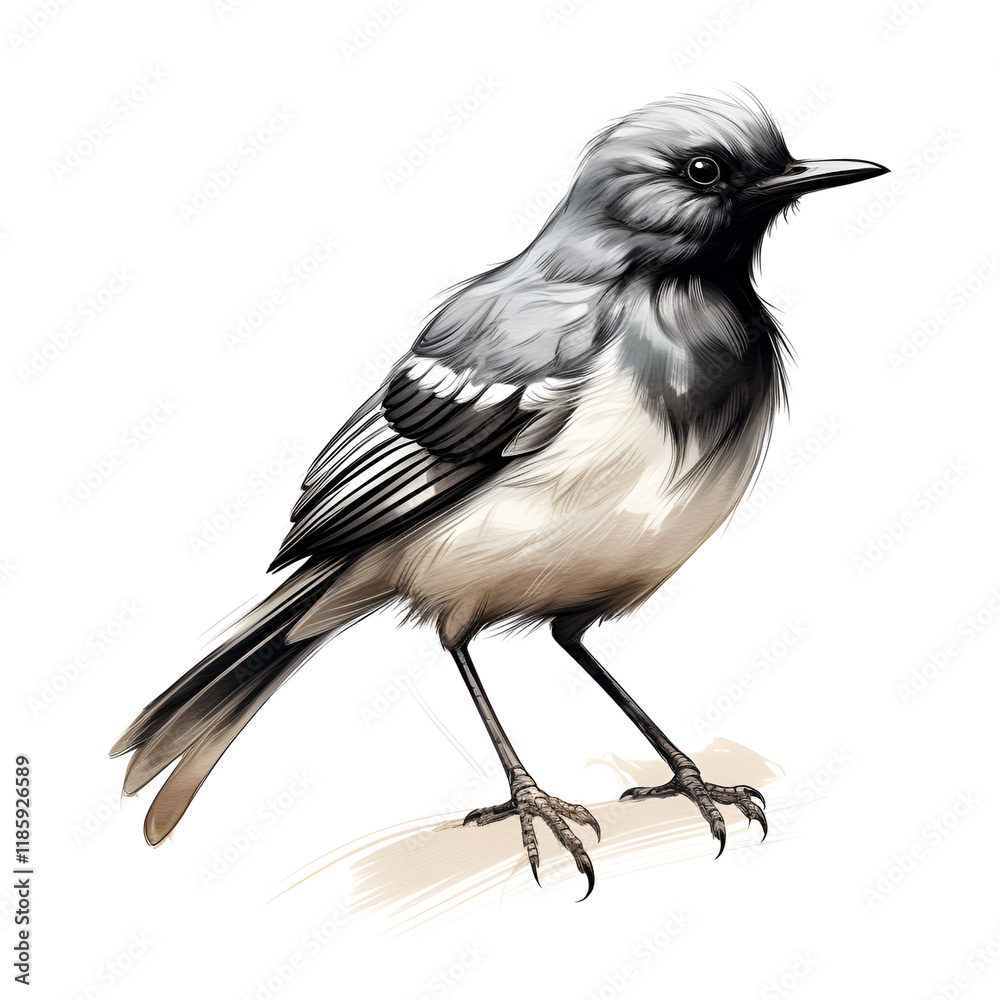 Obraz premium Black and White Bird Clipart Vector Illustration