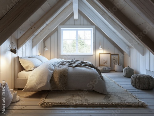 Cozy Attic Bedroom With Woo...