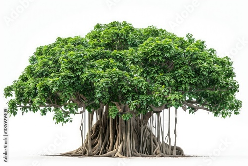 High Resolution Image of Banyan Tree Isolated on a White Background