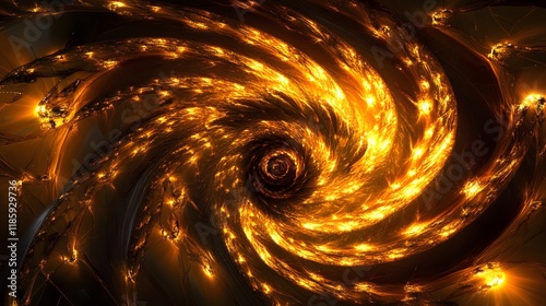 Golden Vortex  Abstract Fire Swirl Background photo