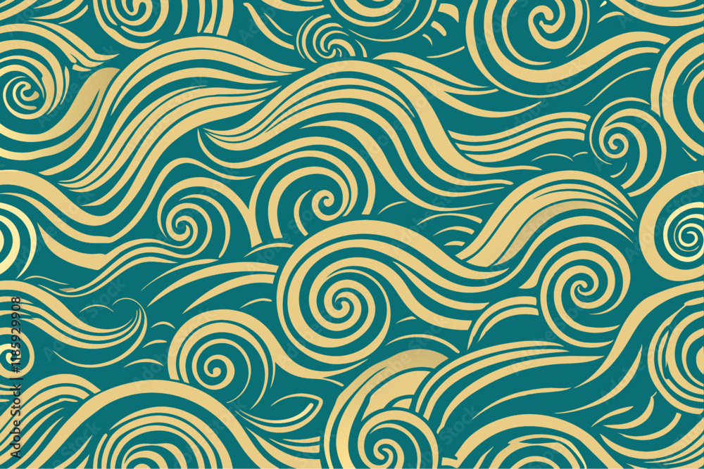 Seamless pattern with hand-drawn waves. Vector illustration. Seamless pattern with hand-drawn waves. Vector illustration.