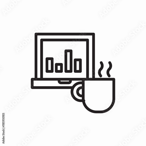 statistics monitor coffee icon vector sign