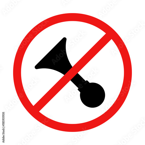 No Horn Sign on White Background