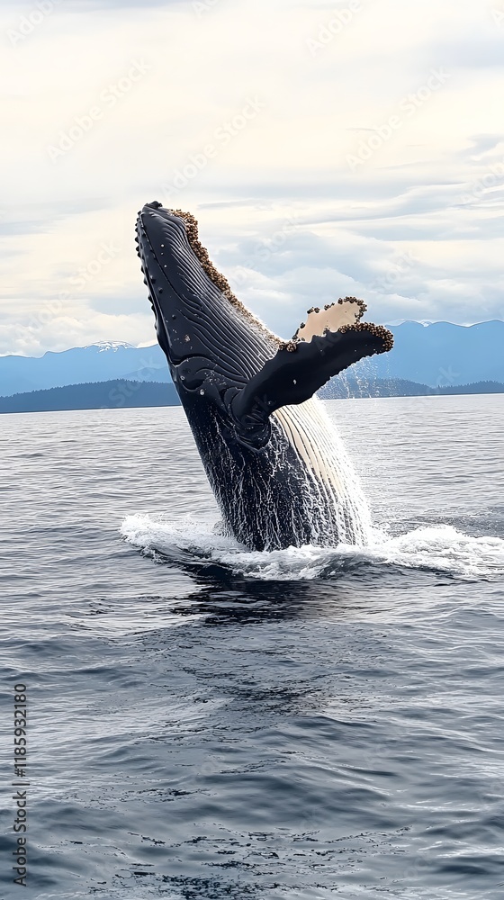 Naklejka premium Oceanic Beauty Captured: Whale Tail Fluke View