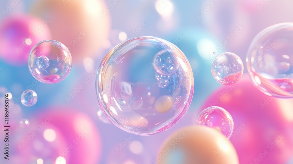 Abstract pastel bubbles floating in soft light. Abstract pastel bubbles floating in soft light.
