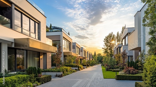 Luxury housing projects featuring modern townhouses