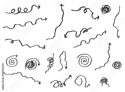 震える手書きの矢印セット