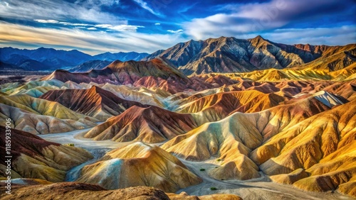 California's Artist Palette: colorful mudstone formations create a stunning Death Valley landscape. photo