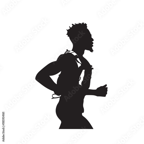 Track and Field: Silhouette Runner in Motion – Vector Illustration