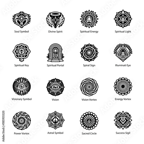 Glyph Style Powerful Manifest Symbols Icons 

