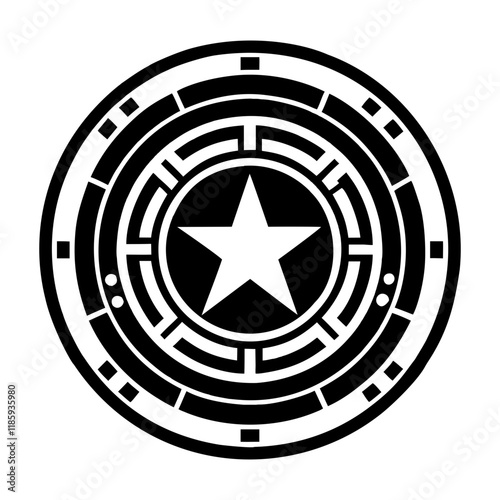 A glyph style icon of aztec star