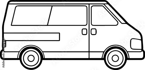 van truck outline vector illustration