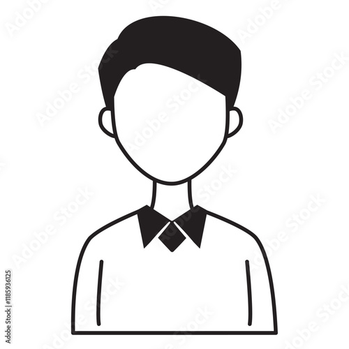 若い男性の人物アイコンのイラスト　シンプルな顔なし