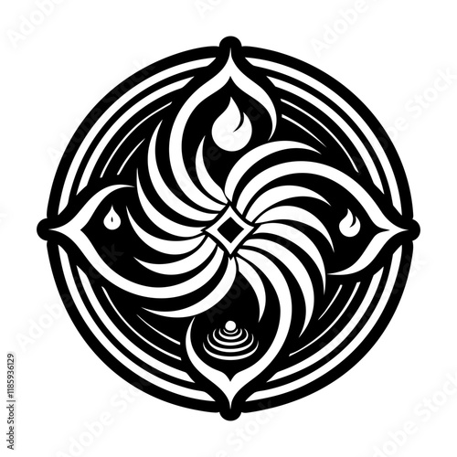 A glyph icon of divine element symbol