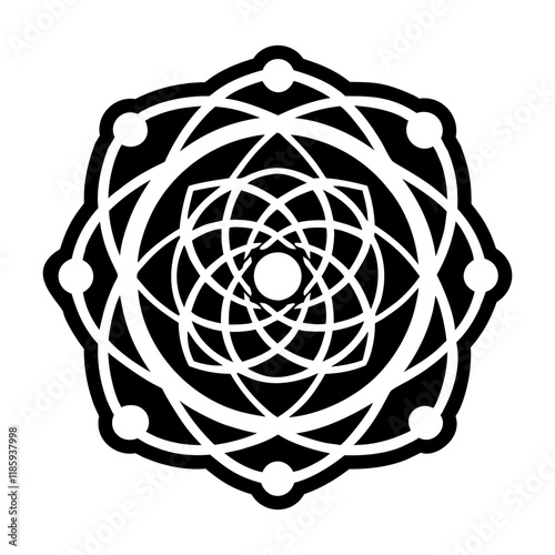 A filled style icon of spiritual geometry