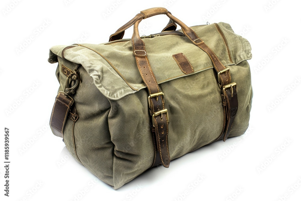 High Quality Picture of Fabric Travel Bag on White Background High Quality Picture of Fabric Travel Bag on White Background