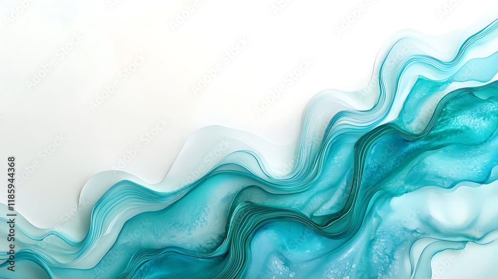 Fototapeta premium Abstract ocean wave in blue, aqua, teal textures with space for text