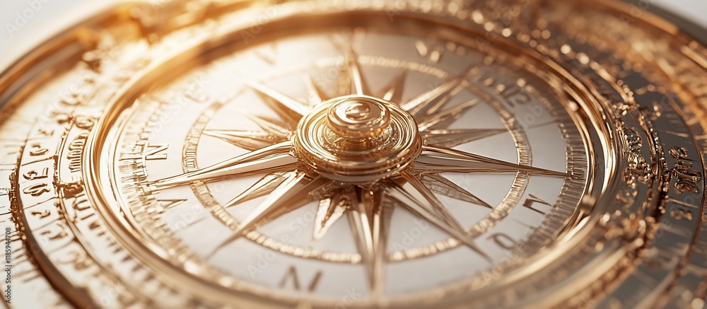 Obraz premium Antique Golden Compass: A Symbol of Navigation and Exploration