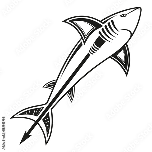 Fish and Arrow Emblem Vector