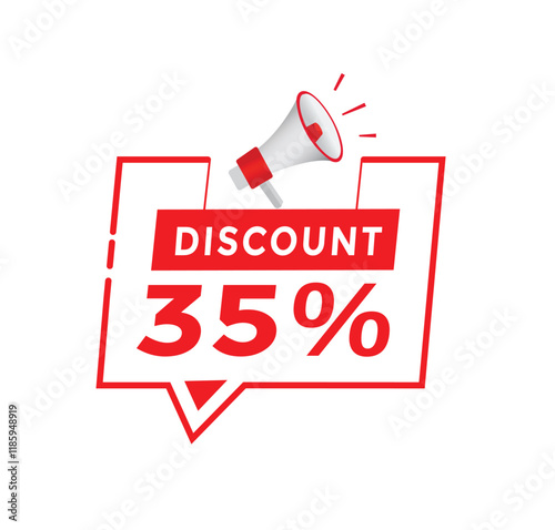 35 percent off discount badge icon, price tag special offer. vector design template.