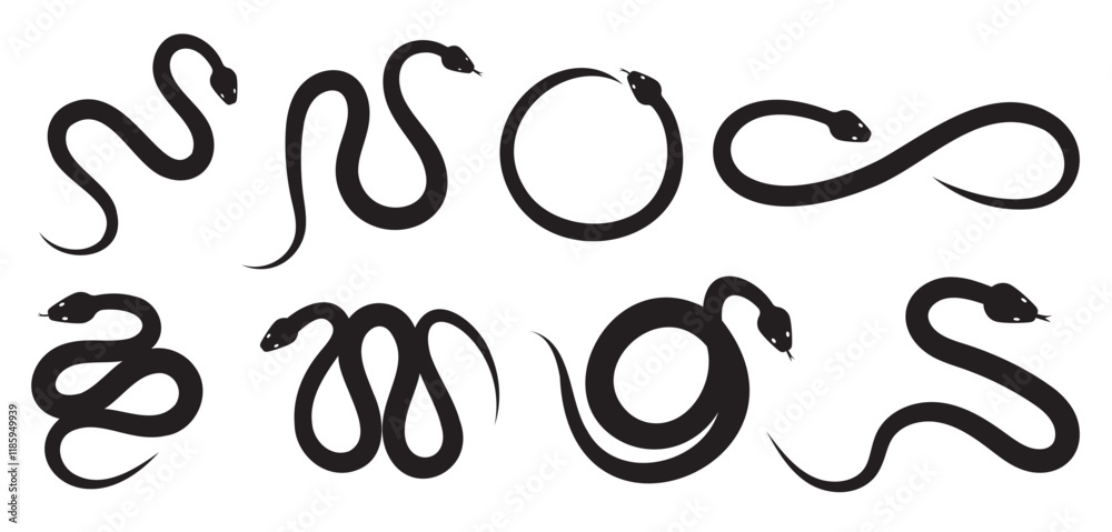 Obraz premium Snake silhouette set. Snake icon for chinese new year decoration.