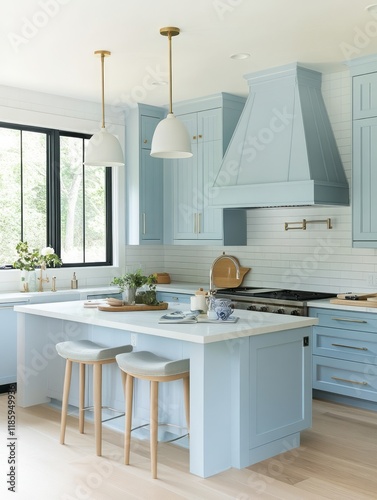 Modern Light Blue Kitchen I...
