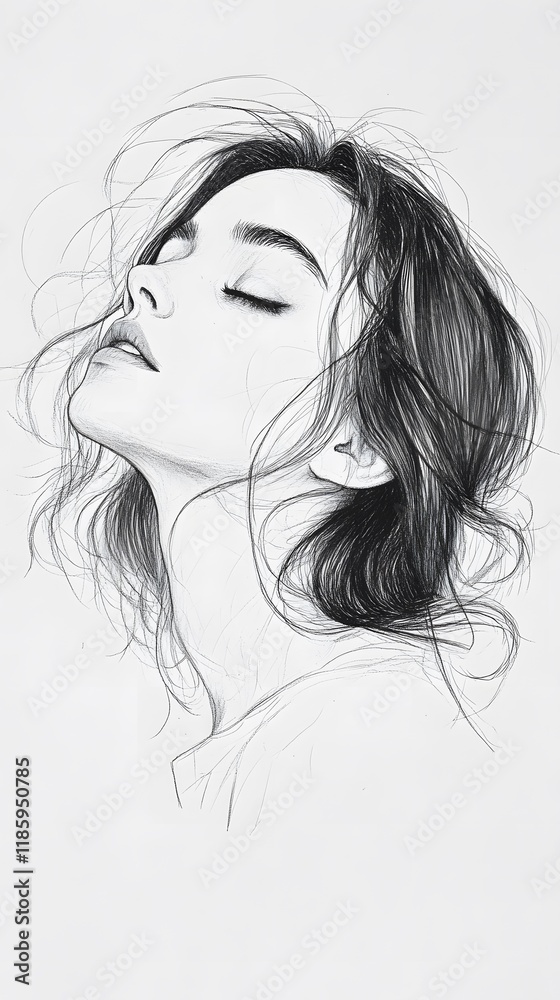 Pretty girl sketch, pencil drawing, Generative AI Pretty girl sketch, pencil drawing, Generative AI
