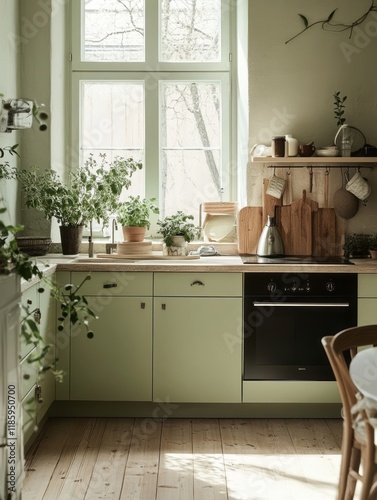 Sage Green Kitchen With Abu...