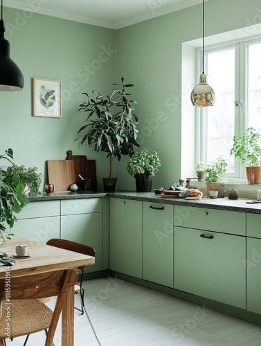 Sage Green Kitchen With Pla...
