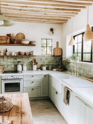 Rustic Farmhouse Kitchen Wi...