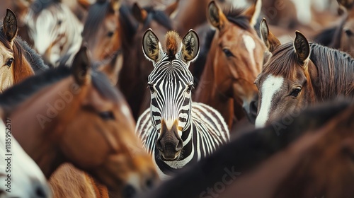 Zebra Among Horses