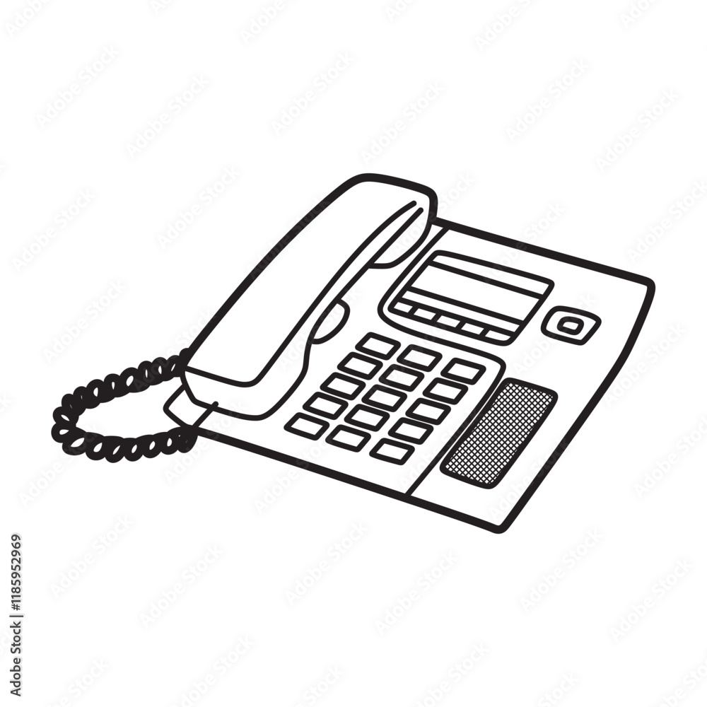 black and white vector image, corded telephone black and white vector image, corded telephone