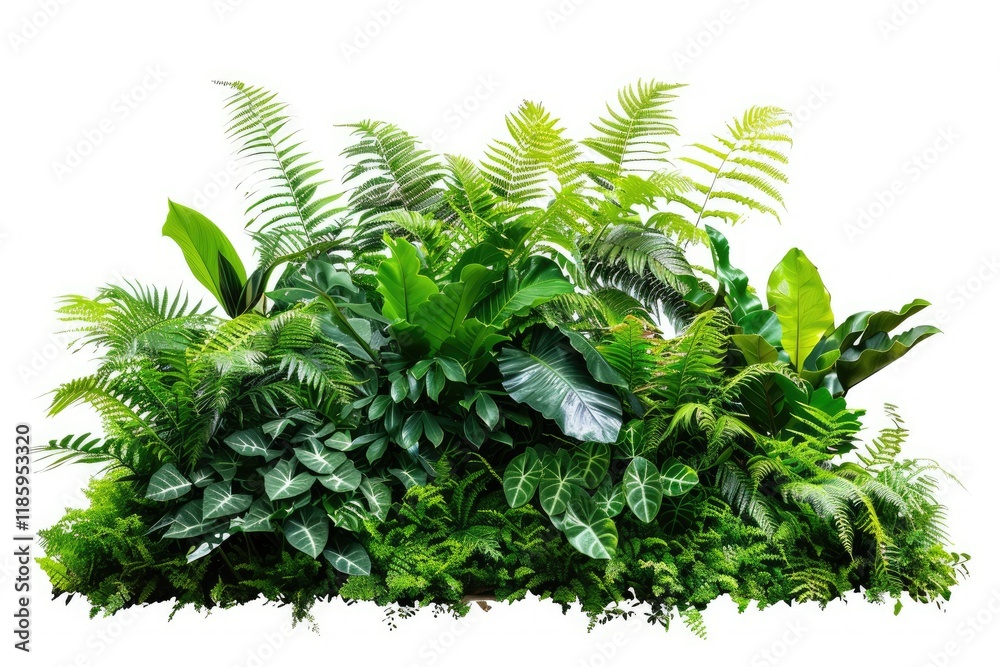 Sharp Picture of Bush with Various Ferns, Philodendron, and Peacock Plant Sharp Picture of Bush with Various Ferns, Philodendron, and Peacock Plant