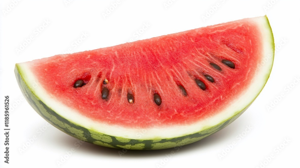 A slice of fresh watermelon showcasing its juicy red interior and black seeds. A slice of fresh watermelon showcasing its juicy red interior and black seeds.
