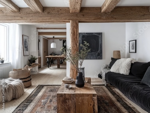 Rustic Living Room With Exp...