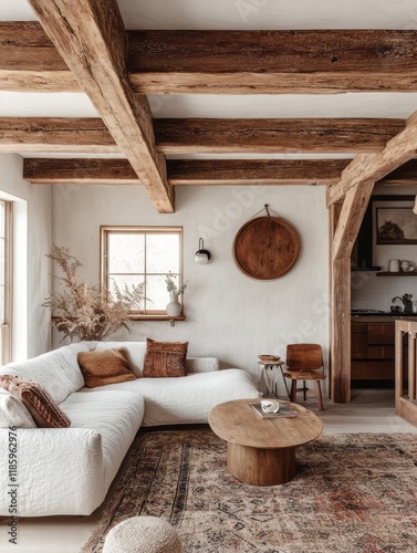 Rustic Living Room with Exp...