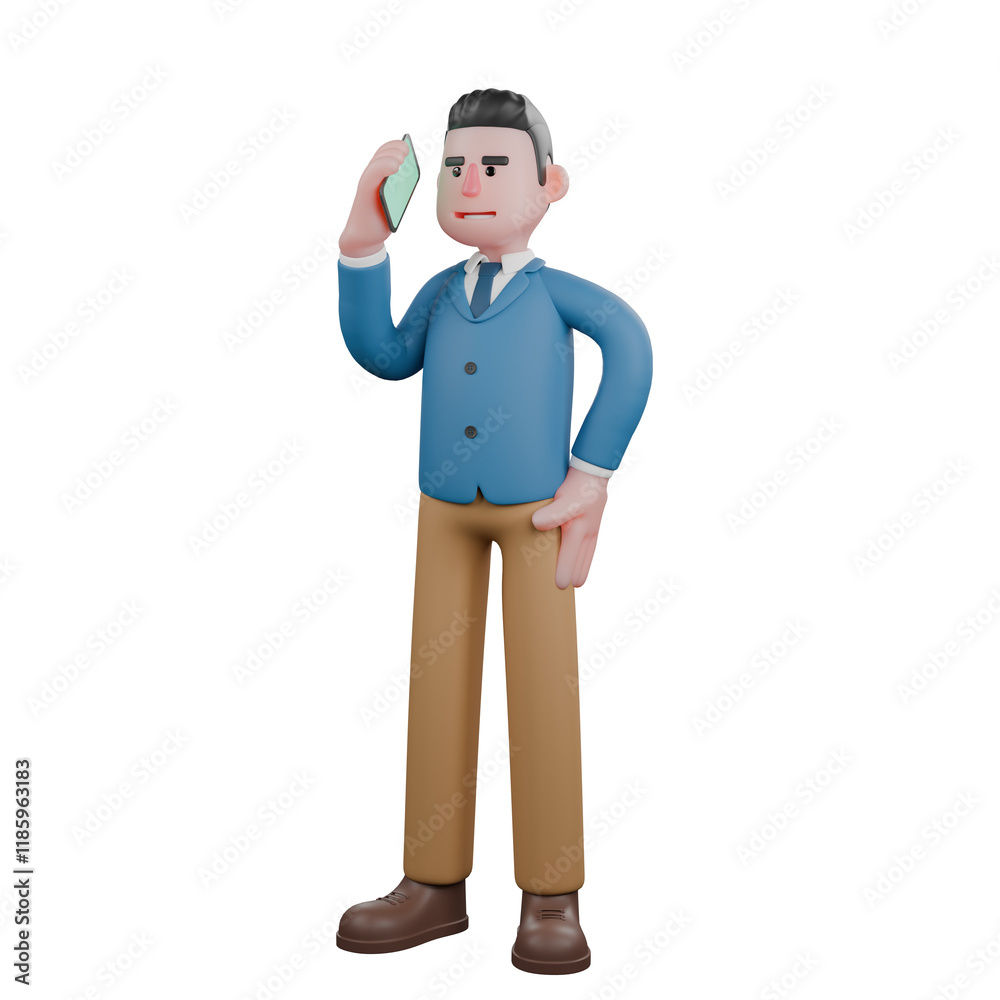 A male TV presenter stands with one hand on his waist, and his left hand others holding mobile phones A male TV presenter stands with one hand on his waist, and his left hand others holding mobile phones