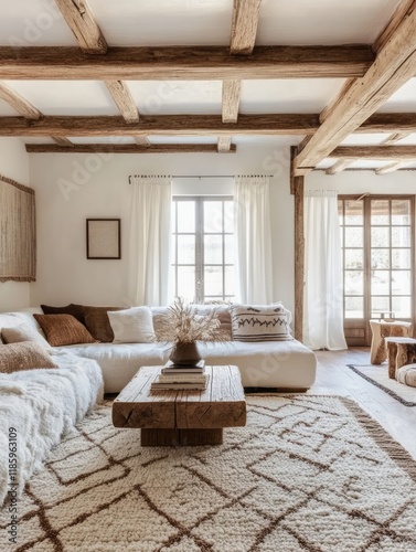 Rustic Living Room with Exp...