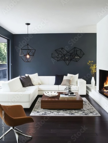 Modern Living Room with Whi...