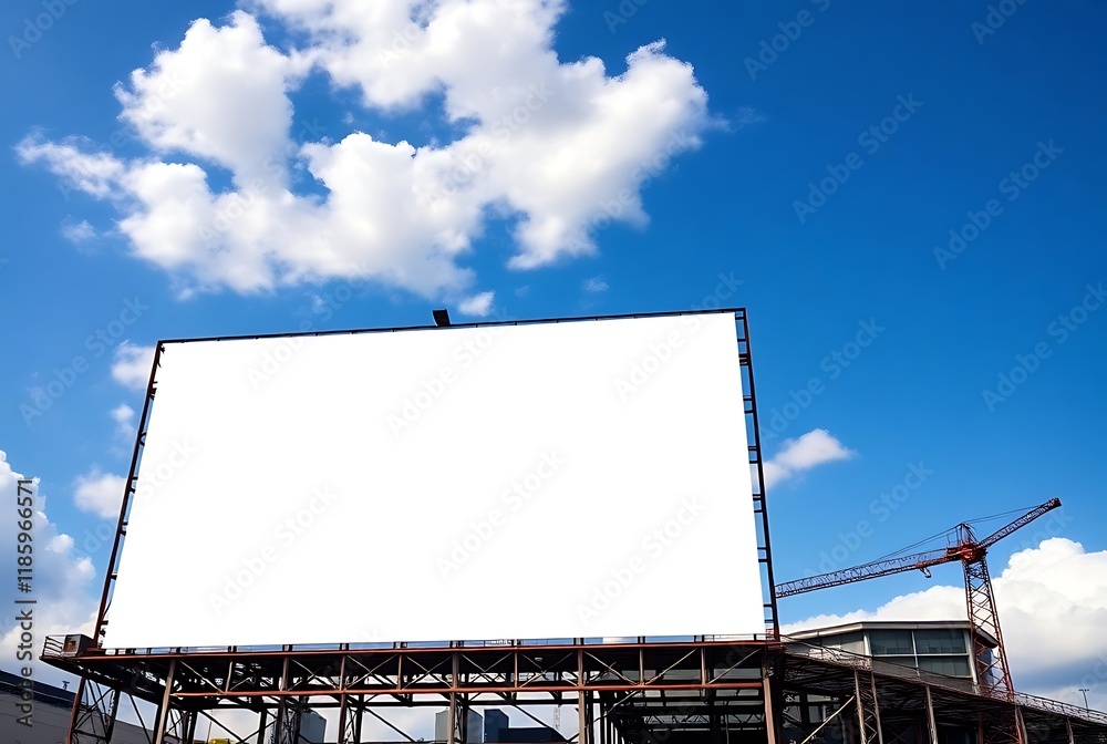 Mockup Large white blank billboard or white promotion poster displayed on the outdoor against the blue sky background. Promotion information for marketing announcements and details Mockup Large white blank billboard or white promotion poster displayed on the outdoor against the blue sky background. Promotion information for marketing announcements and details